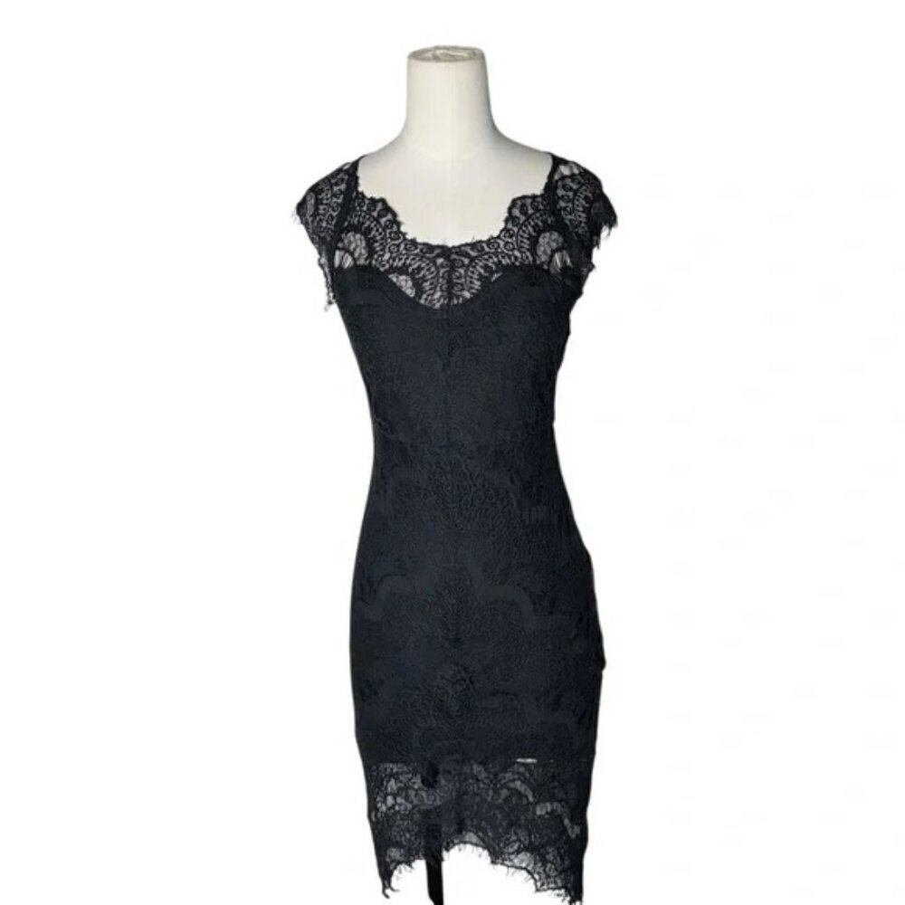 Intimately Free People Black Peekaboo Lace Slip Dress Scallop Hem - Picture 4 of 4